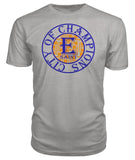 E St. City Of Champions Blue and Orange Logo