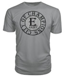 E St. City Of Champions Black and Silver Logo