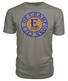 E St. City Of Champions Blue and Orange Logo