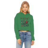 Bugged Out Lady Bug Ladies Cropped Raw Edge Hoodie