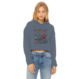 Bugged Out Lady Bug Ladies Cropped Raw Edge Hoodie