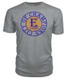 E St. City Of Champions Blue and Orange Logo