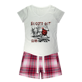 Bugged Out Lady Bug Girls Sleepy Tee and Flannel Short