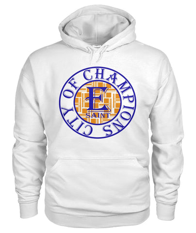 E St. City Of Champions Blue and Orange Logo Hoody
