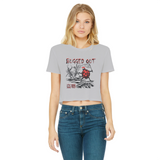 Bugged Out Lady Bug Classic Women's Cropped Raw Edge T-Shirt