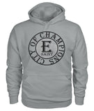 E St. City Of Champions Black and Silver Logo Hoody