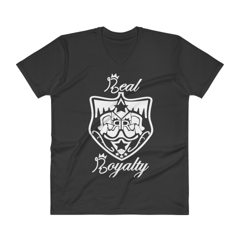Real Royalty White Logo V-Neck T-Shirt