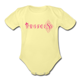 Princess Short Sleeve Baby Bodysuit - washed yellow