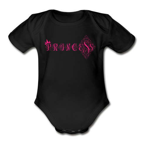 Princess Short Sleeve Baby Bodysuit - black