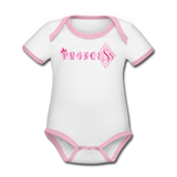 Princess Short Sleeve Baby Bodysuit - white/pink