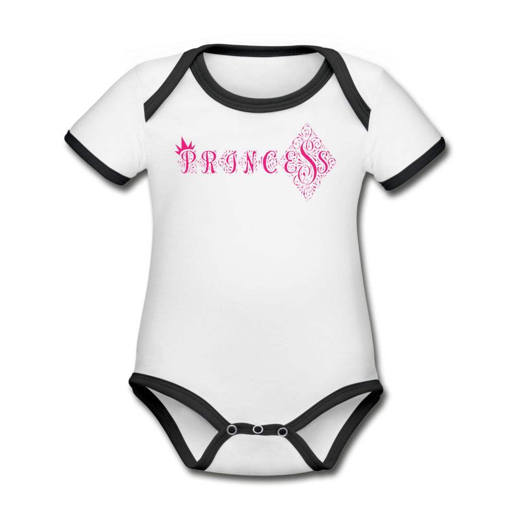 Princess Short Sleeve Baby Bodysuit - white/black