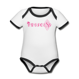 Princess Short Sleeve Baby Bodysuit - white/black